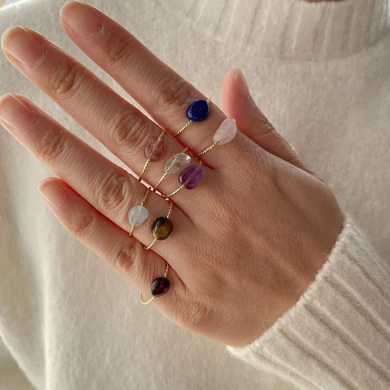 Geometric agate women's ring showing original design and stone material