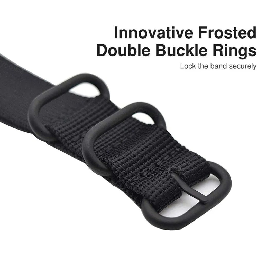 Fitbit Charge nylon watch strap with three-ring metal buckle shown in Army Green colour