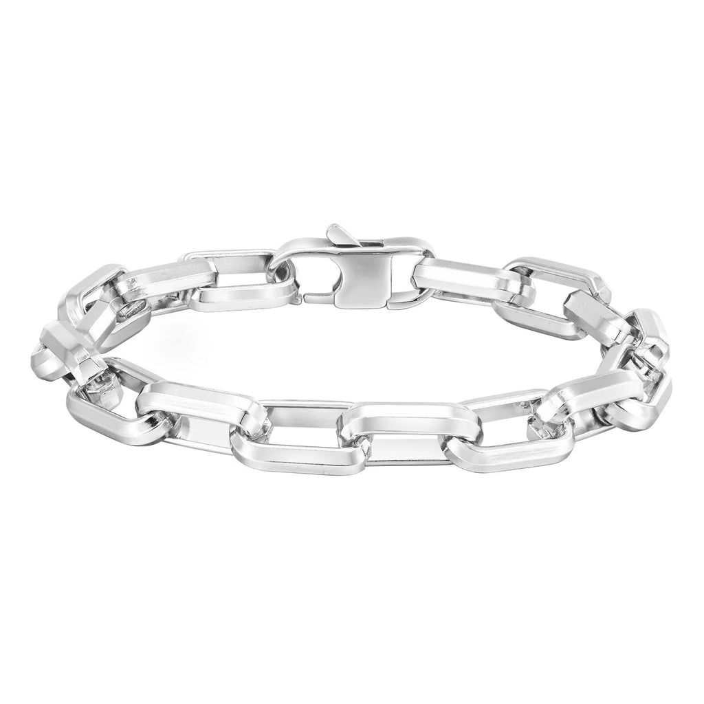 Men's titanium steel square chain bracelet in black, gold, retro, or steel colour options