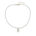 Cold Wind white conch shell necklace with mother-of-pearl pendant on regular chain