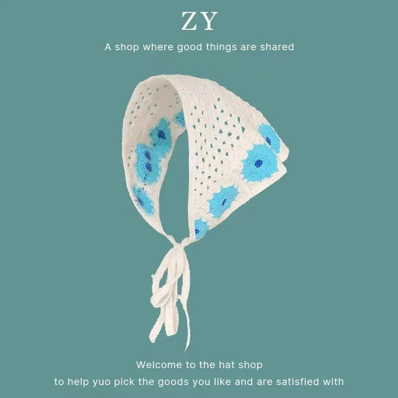 Cotton French retro triangle headscarf with floral pattern in multiple colour options