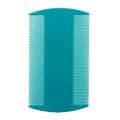 Double-edged fine tooth plastic lice and flea comb in assorted colours, showing compact size