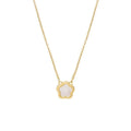 White mother of pearl shell flower necklace with O-chain in gold or silver finish