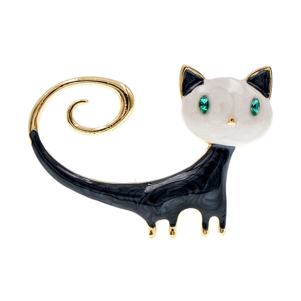 Personalised painted cat tail brooch in orange and white colour options