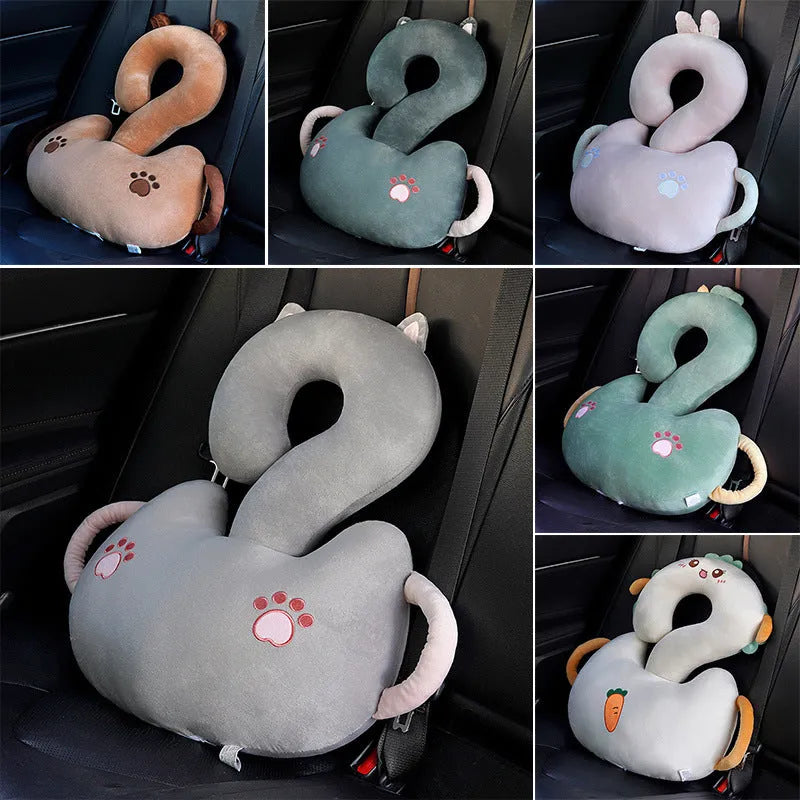 Square 65cm cartoon animal hug cushion in capybara design on a car seat