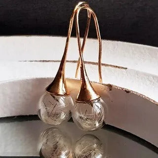 16mm transparent glass ball earrings with French hooks in silver, bronze and dandelion style options