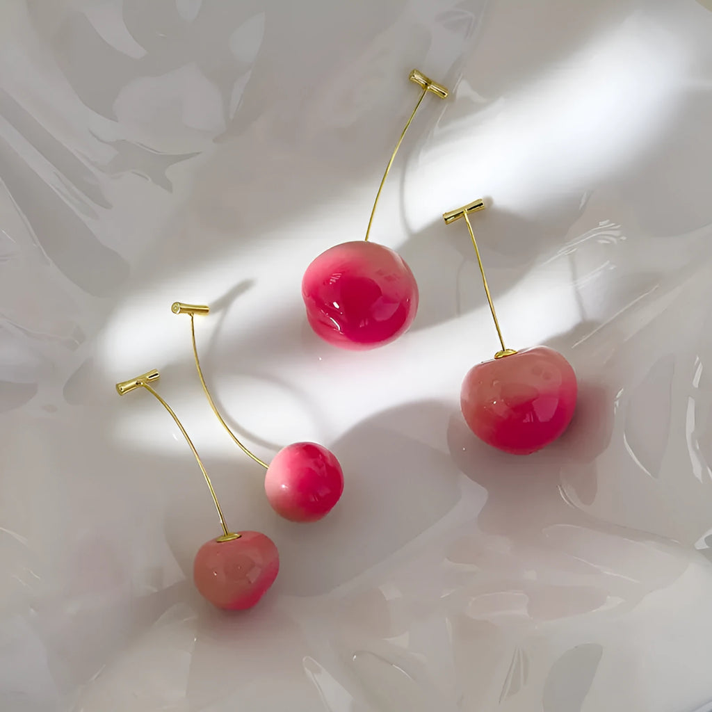 Acrylic juicy peach earrings in small and large sizes with copper hooks