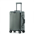 Alloy trolley case luggage in silver colour with metal frame and universal wheels for business travel
