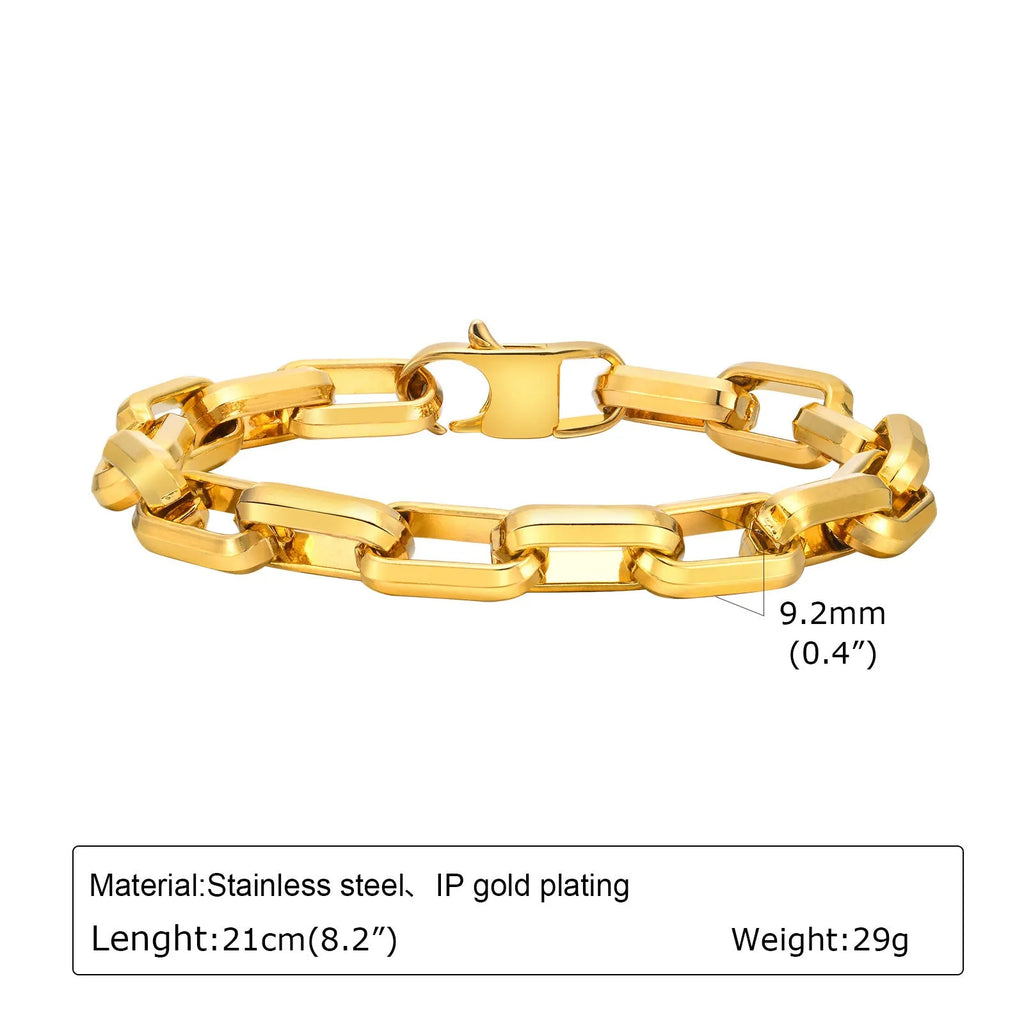Men's titanium steel square chain bracelet in black, gold, retro, or steel colour options
