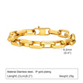 Men's titanium steel square chain bracelet in black, gold, retro, or steel colour options