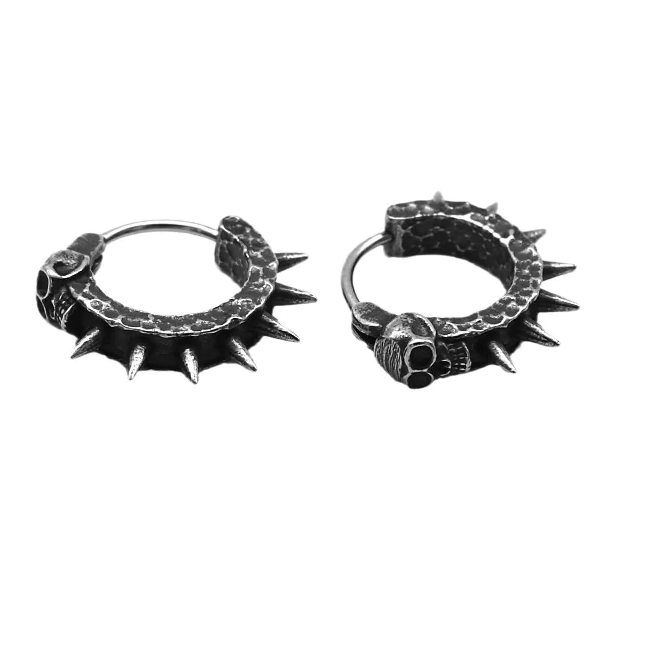 Alloy geometric punk motorcycle earrings in retro black with copper accents