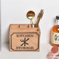 Wooden kitchen storage box for cutlery and chopsticks with divider grids