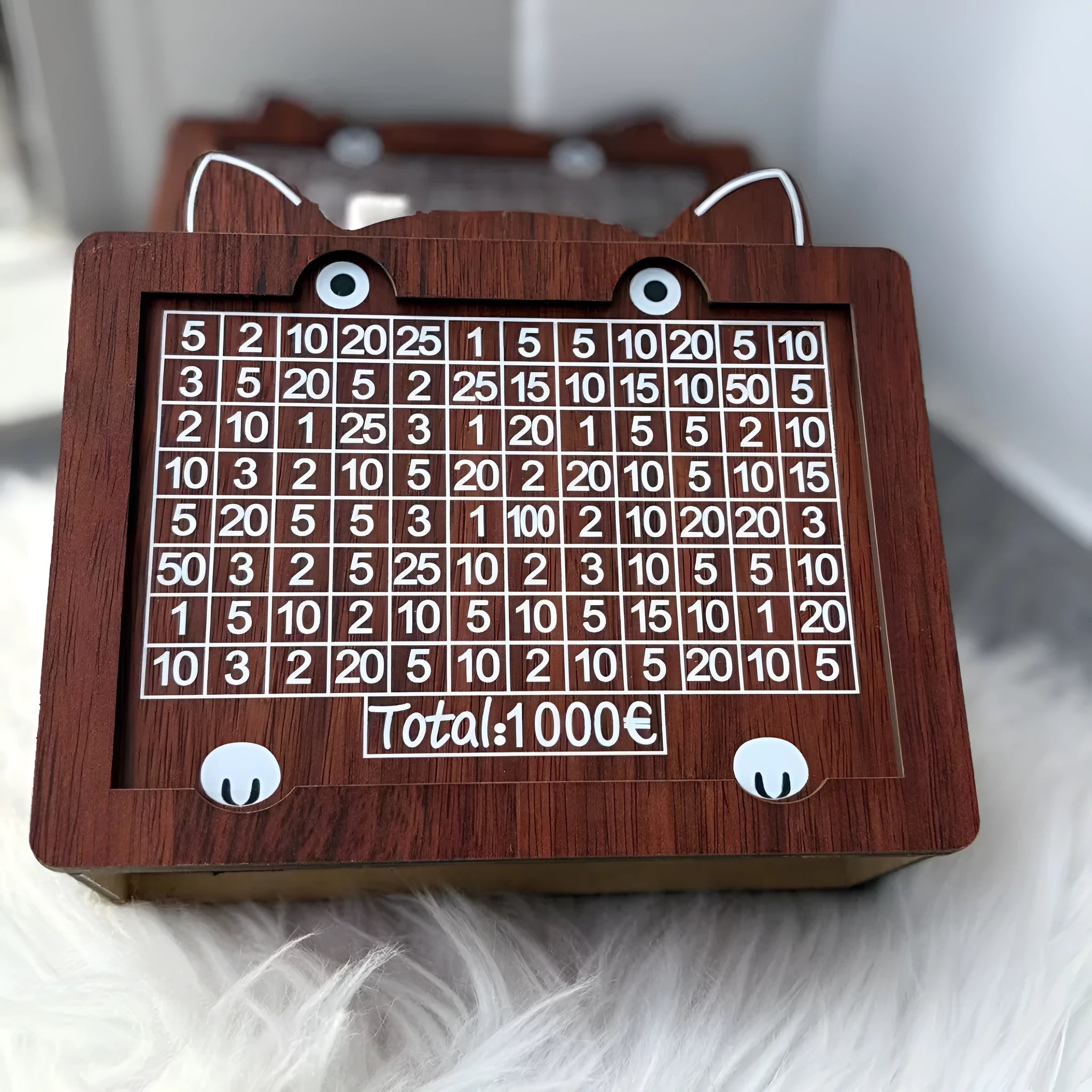 Digital wooden coin bank with LCD display in retro currency library design