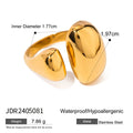 Women's geometric stainless steel open ring with electroplated silver-toned finish