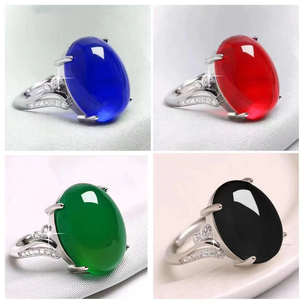 Adjustable natural sapphire ring geometric ethnic design alloy construction multiple colour options
