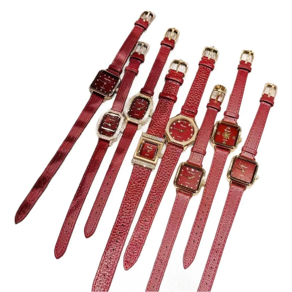 Women's alloy watch with 8mm thickness showing Chinese style design options including diamond and geometric patterns.