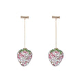 Red zinc alloy strawberry earrings with geometric spot drill design for women.