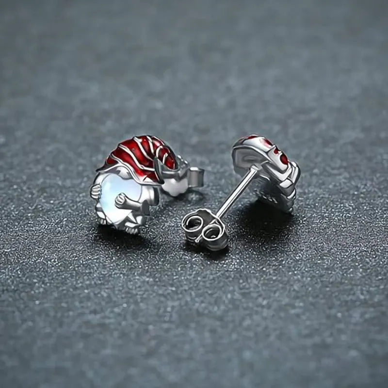 Women's Santa Claus heart-shaped earrings in white gold colour with copper construction