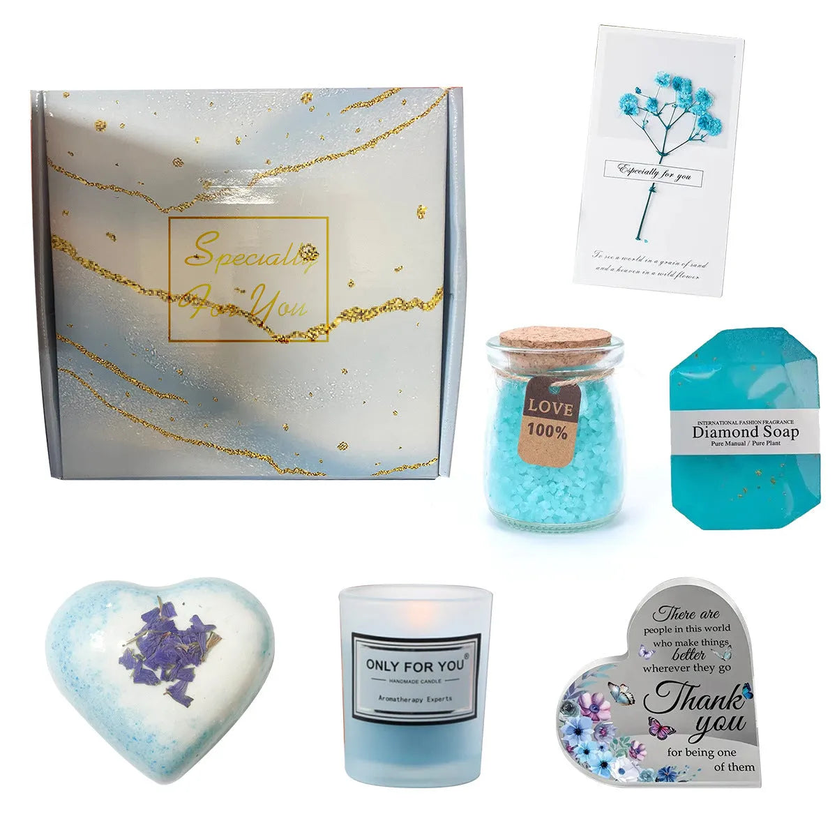 Aromatherapy candle bath gift box with soy wax candles in modern simplicity style.