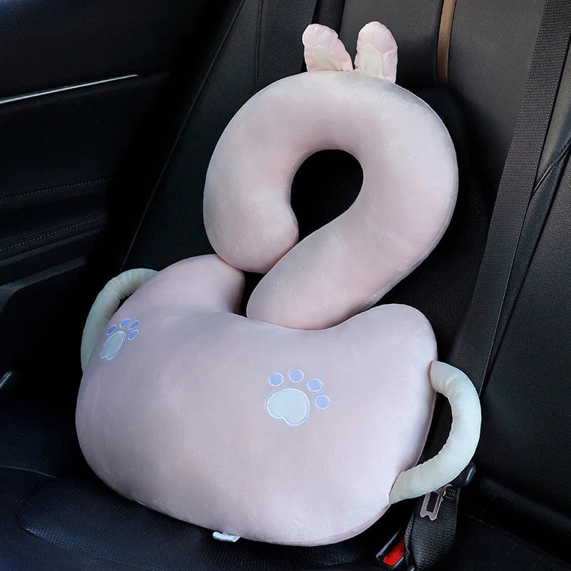 Square 65cm cartoon animal hug cushion in capybara design on a car seat