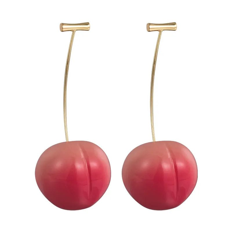 Acrylic juicy peach earrings in small and large sizes with copper hooks