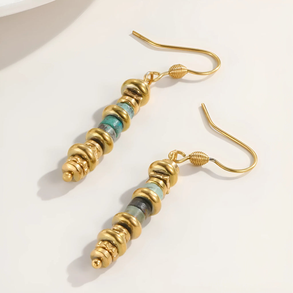 Geometric titanium steel dangle earrings with gold plating