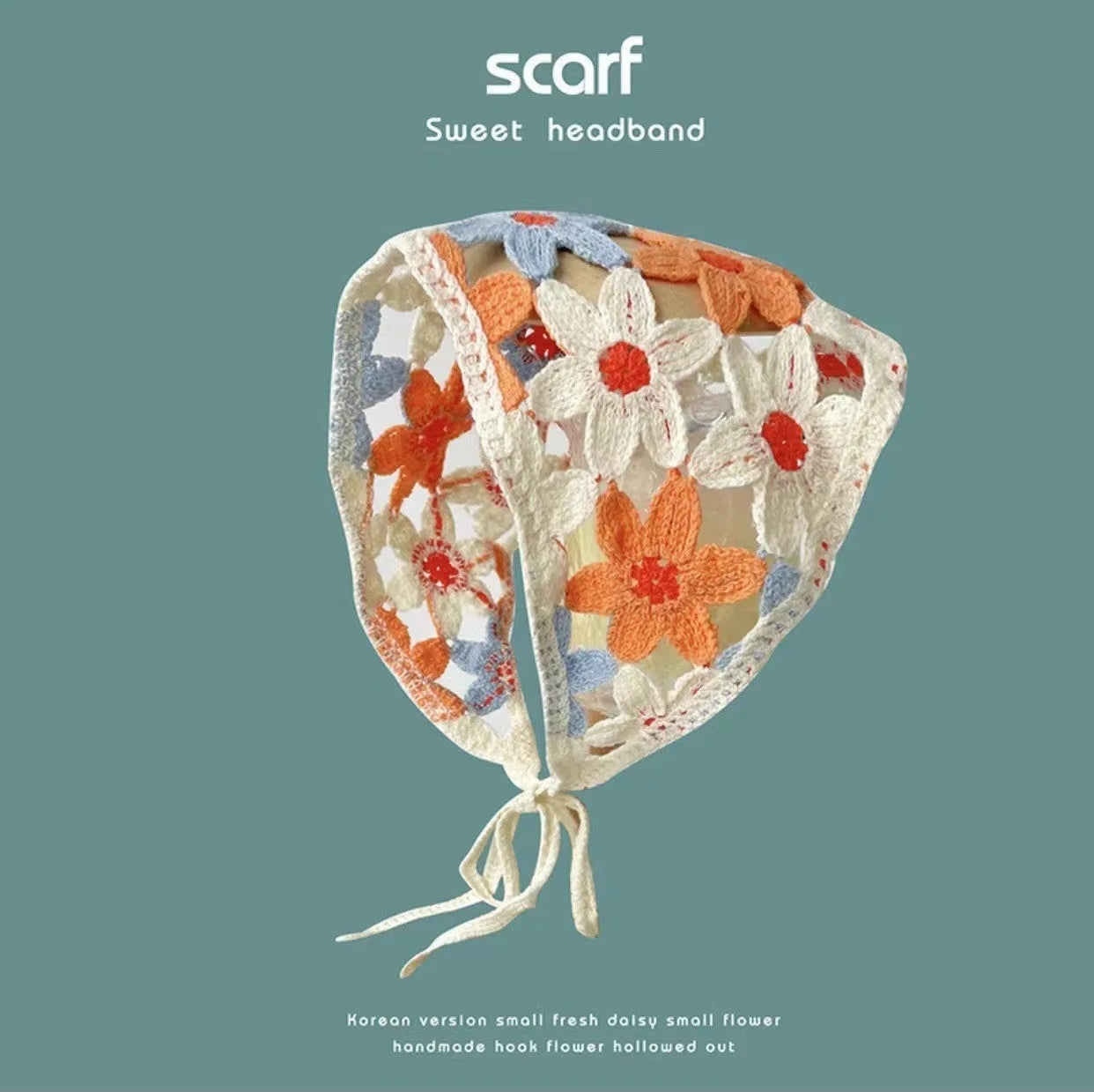 Cotton French retro triangle headscarf with floral pattern in multiple colour options