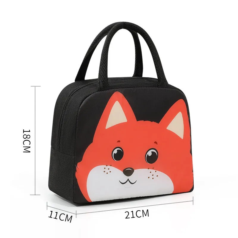 Children's insulated lunch box bag in cartoon design with aluminium foil insulation