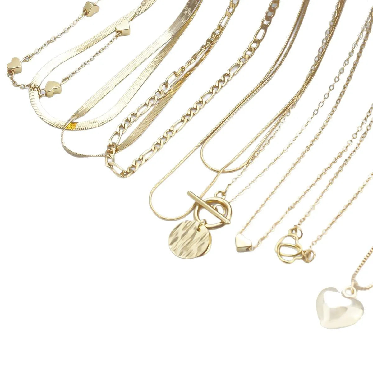 Gold electroplated women's necklace set with snake bones chain and adjustable length jewellery