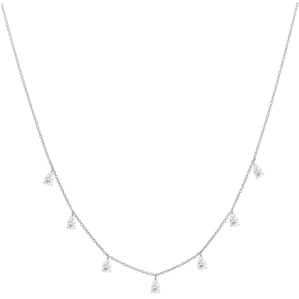 925 silver drop-shaped artificial zircon necklace with O-shaped chain in silver, rose gold, or golden yellow