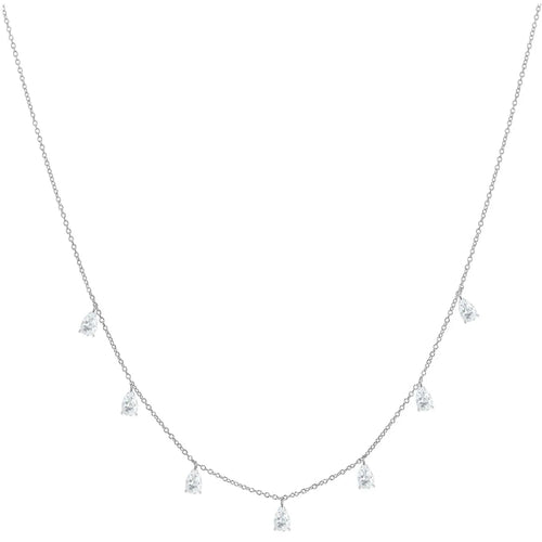 925 silver drop-shaped artificial zircon necklace with O-shaped chain in silver, rose gold, or golden yellow