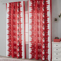 Printed polyester Christmas curtain with red plaid design showing semi-sunshade light filtering