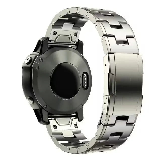 Garmin Jiaming watch replacement strap in black, silver, or titanium colour, showing 22mm and 26mm size options.