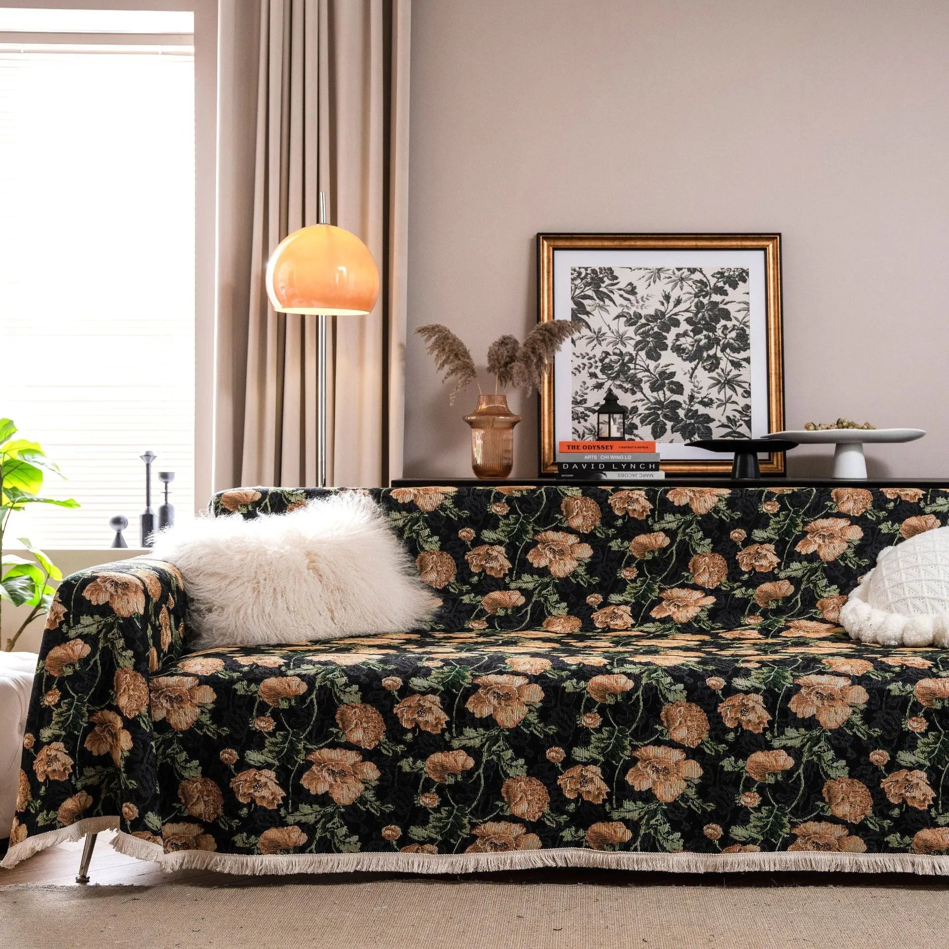 American country style jacquard patterned sofa cover in a polyester cotton fabric.