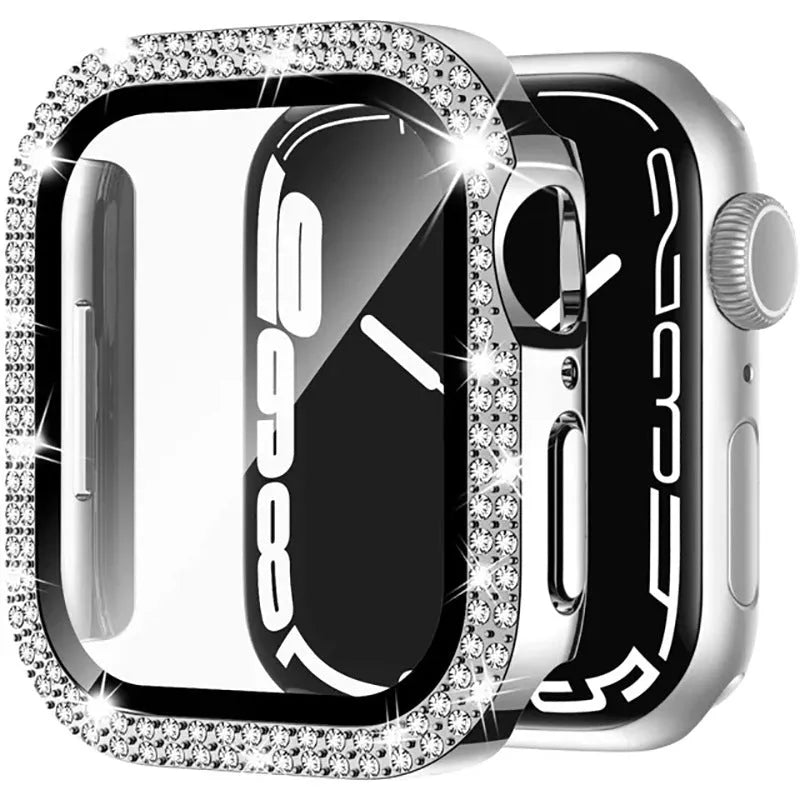 Apple Watch case with double diamond glass screen protection in multiple colour options