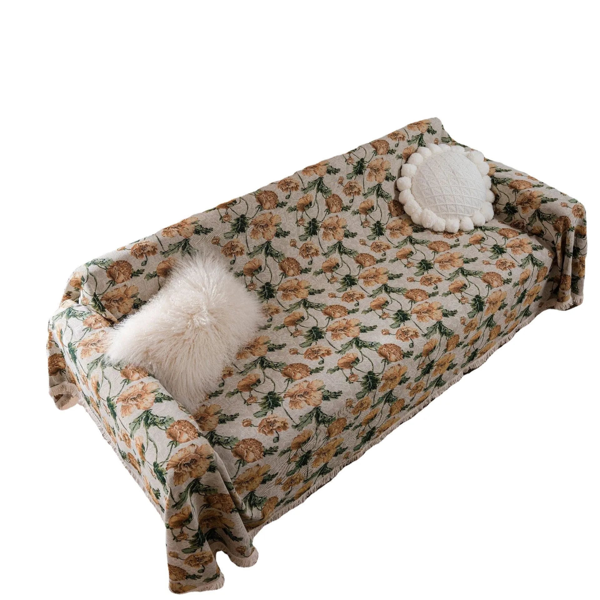 American country style jacquard patterned sofa cover in a polyester cotton fabric.