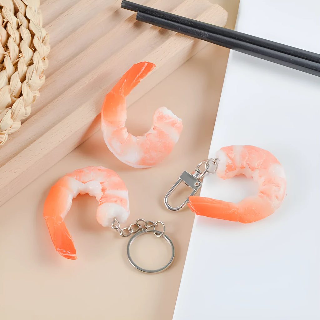 PVC simulation shrimp keychain with door buckle attachment in 1.5cm thickness