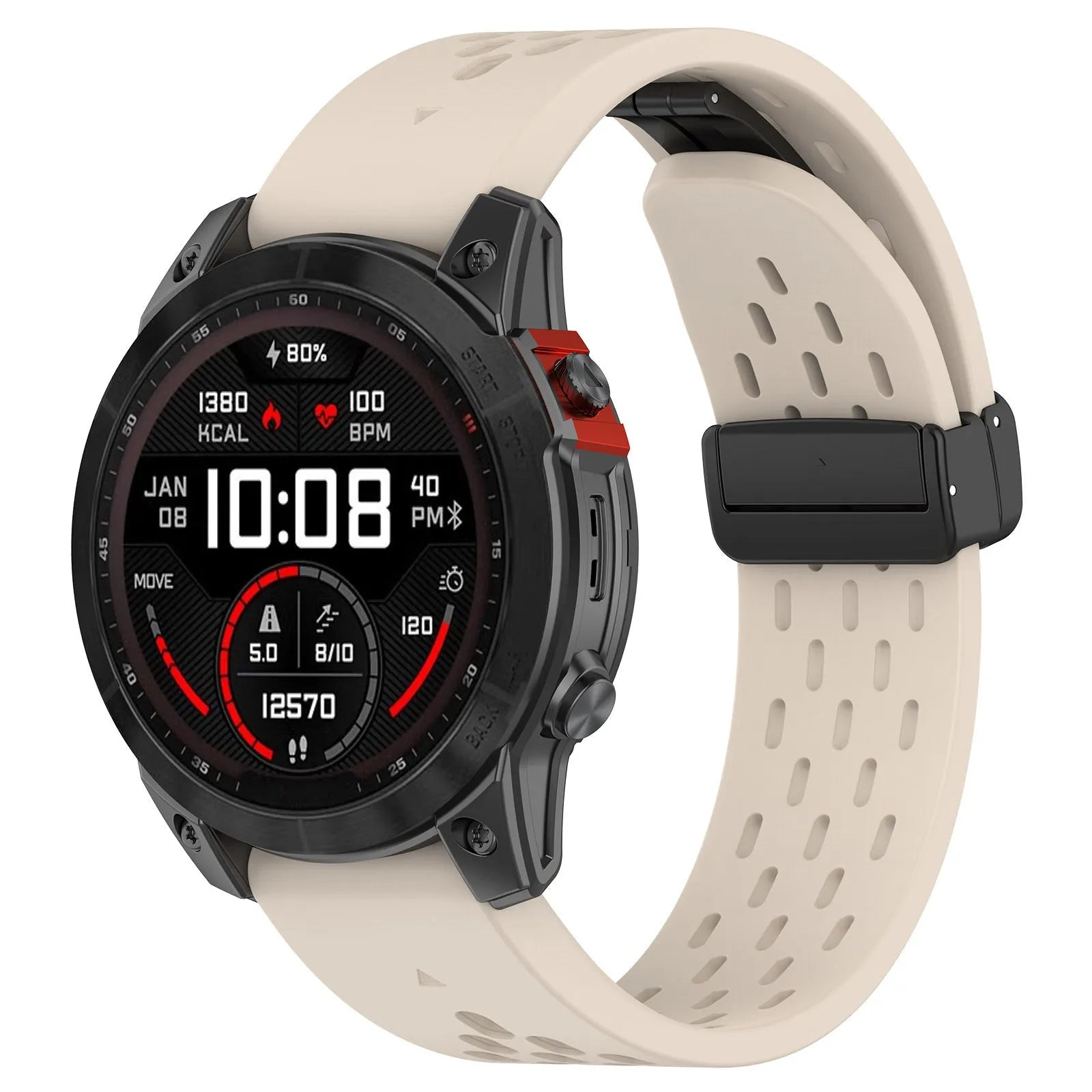 Quick release watch strap for Garmin Fenix 8 and 7 Pro in multiple colour options on a grey background.