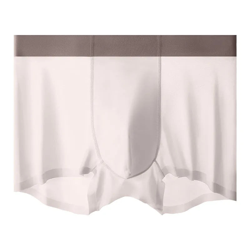 Ice silk men's shorts in bean green colour with seamless knitted design and mid-waist fit.