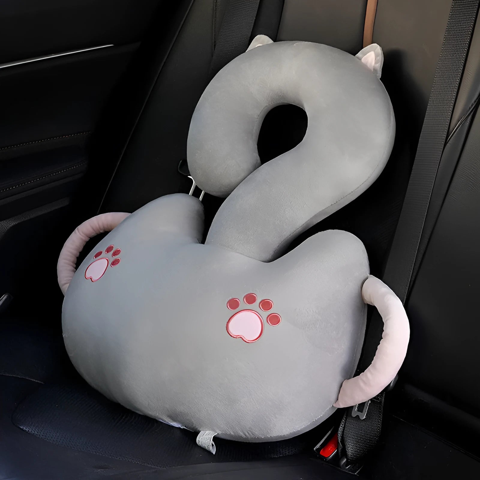 Square 65cm cartoon animal hug cushion in capybara design on a car seat