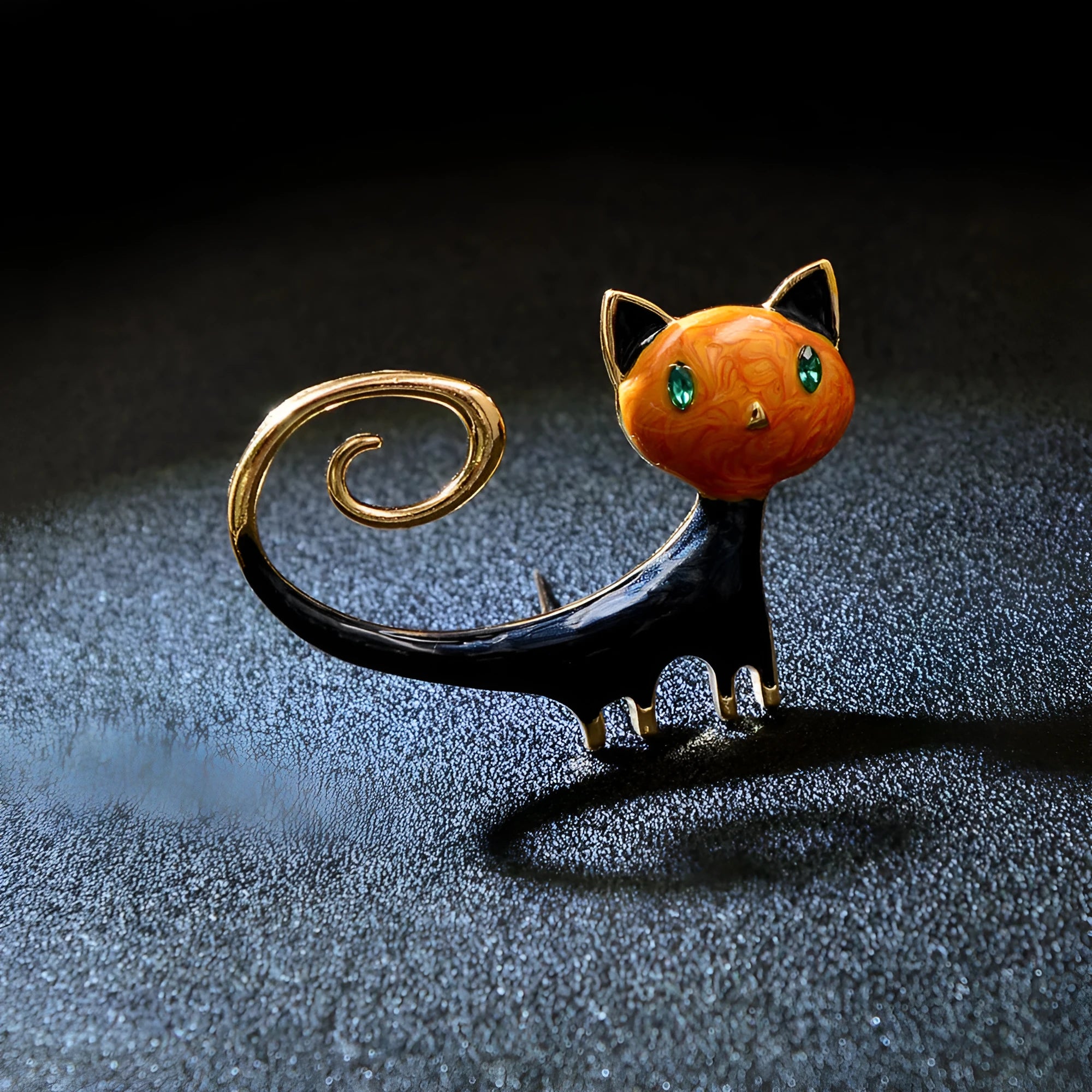 Personalised painted cat tail brooch in orange and white colour options