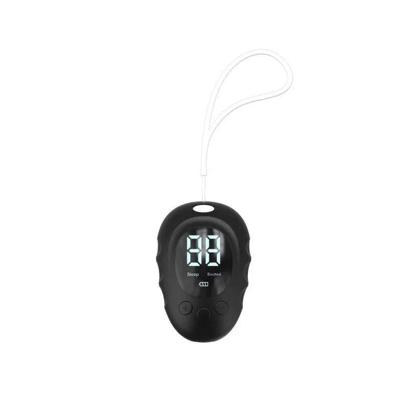 Rechargeable silicone sleep aid hand grip sleep monitor in white, black, or green colour with charging cable.