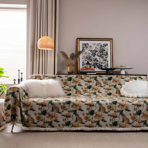 American country style jacquard patterned sofa cover in a polyester cotton fabric.