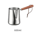 Stainless steel garland coffee cup with wooden handle and measuring scale for latte art