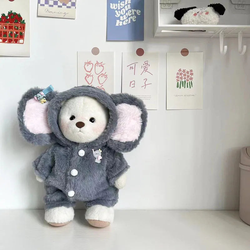 Grey elephant jumpsuit doll clothing for 30cm Lina bears with plush fabric