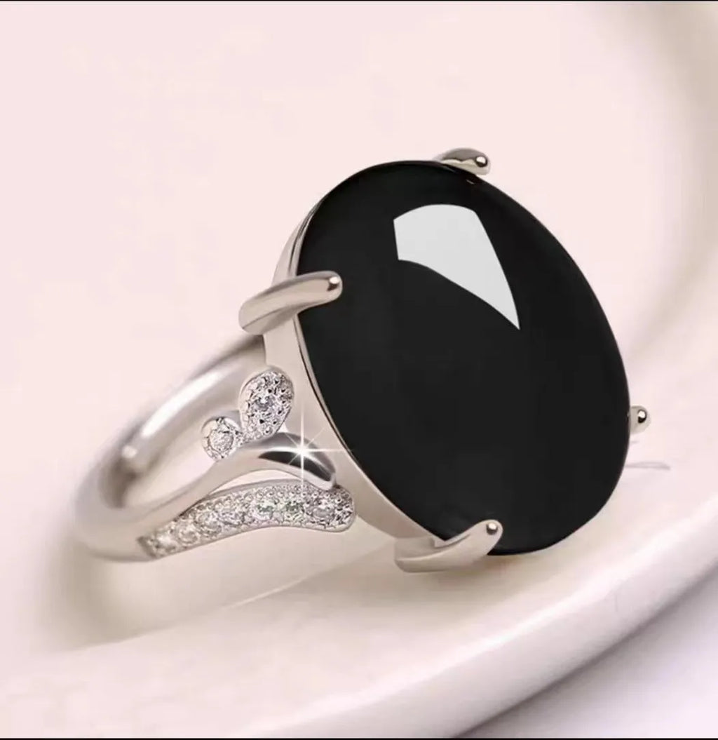 Adjustable natural sapphire ring geometric ethnic design alloy construction multiple colour options