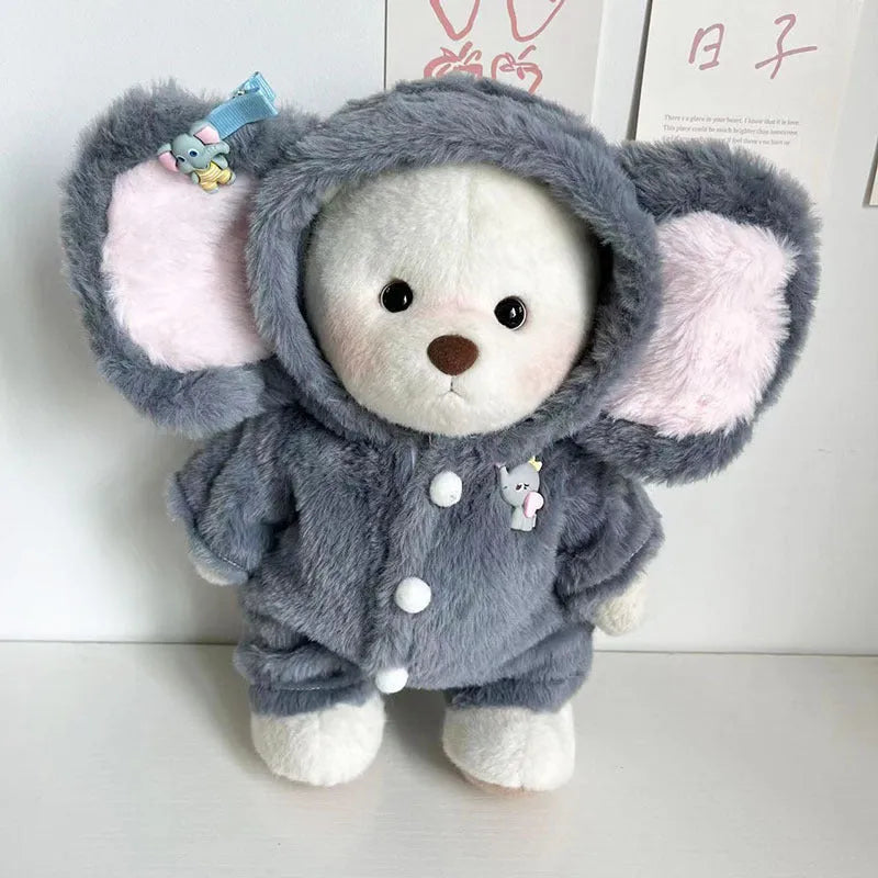 Grey elephant jumpsuit doll clothing for 30cm Lina bears with plush fabric