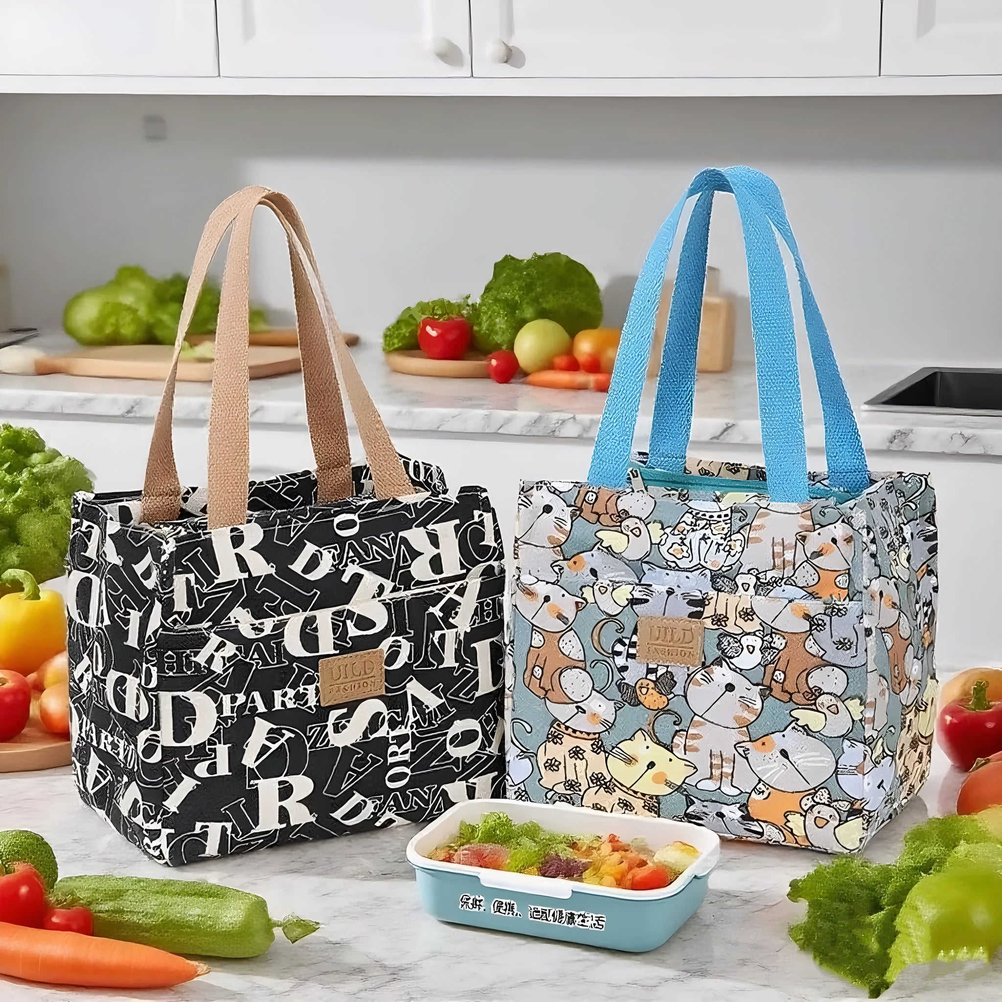 Women's printed canvas handbag with aluminium frame in horizontal square shape showing flower design options