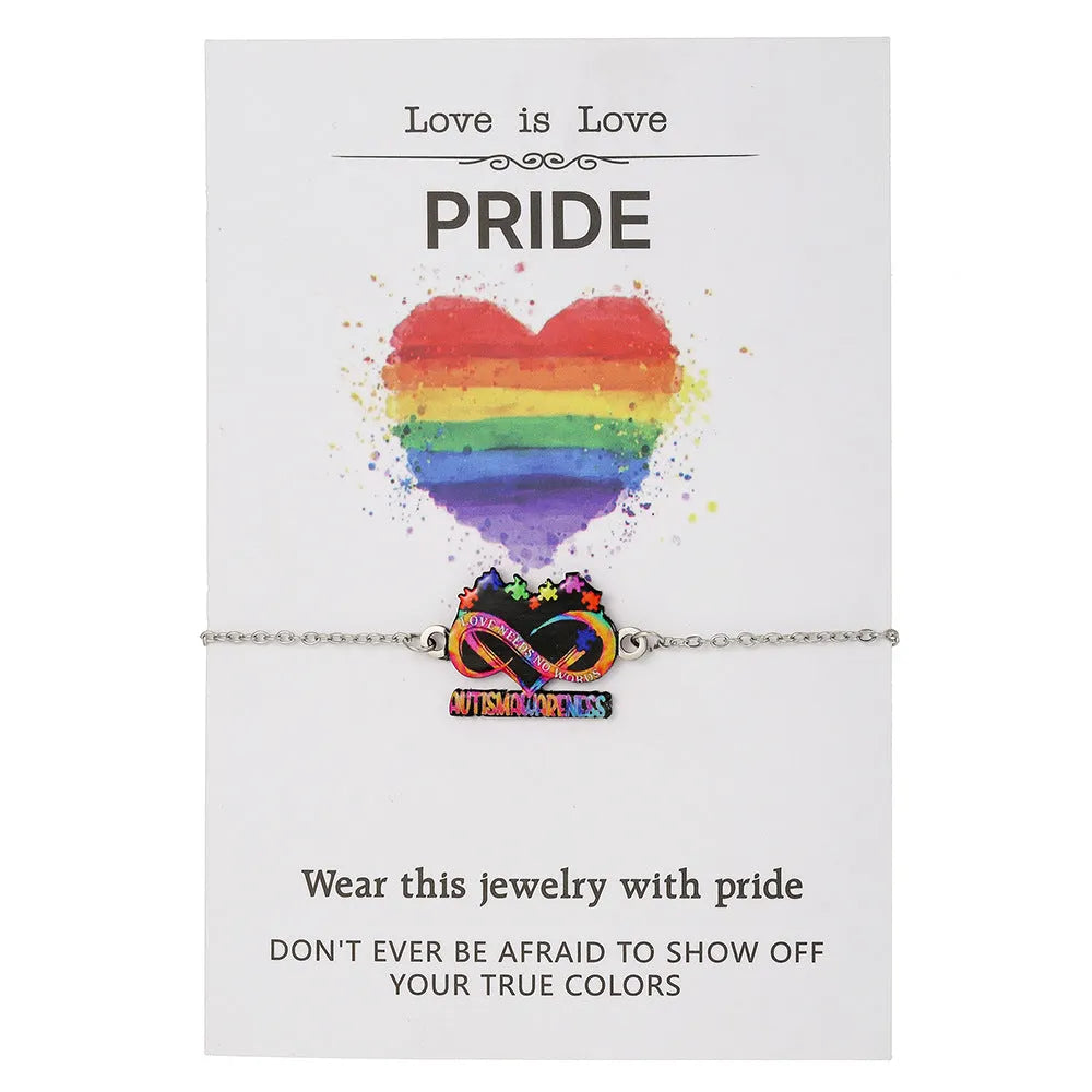 Stainless steel necklace and bracelet set with inspirational colour printing in regular chain style