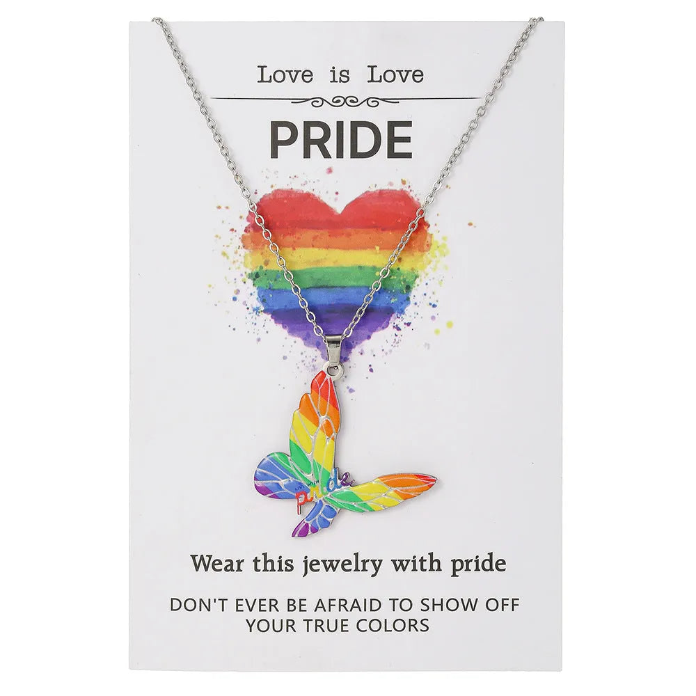 Stainless steel necklace and bracelet set with inspirational colour printing in regular chain style